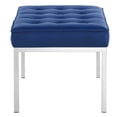 thumbnail image 3 of Loft Tufted Medium Upholstered Faux Leather Bench EEI 3400 SLV NAV by Furniture, 3 of 4