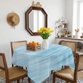 thumbnail image 3 of Teal Blue Table Cloth Waterproof Tablecloths, Modern Abstract Art Ombre Striped Tablecloth Dining Table Cover for Kitchen Party Tabletop Outdoor, Square Tablecloth 60x60 Inch, 3 of 9