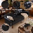thumbnail image 6 of MIKIBAMA 68.Inch Black 2 Seat PU Leather Mid Century Modern Convertible Futon Sofa Bed Tufted Split Back With Solid Wood Legs for Small Spaces, 6 of 7