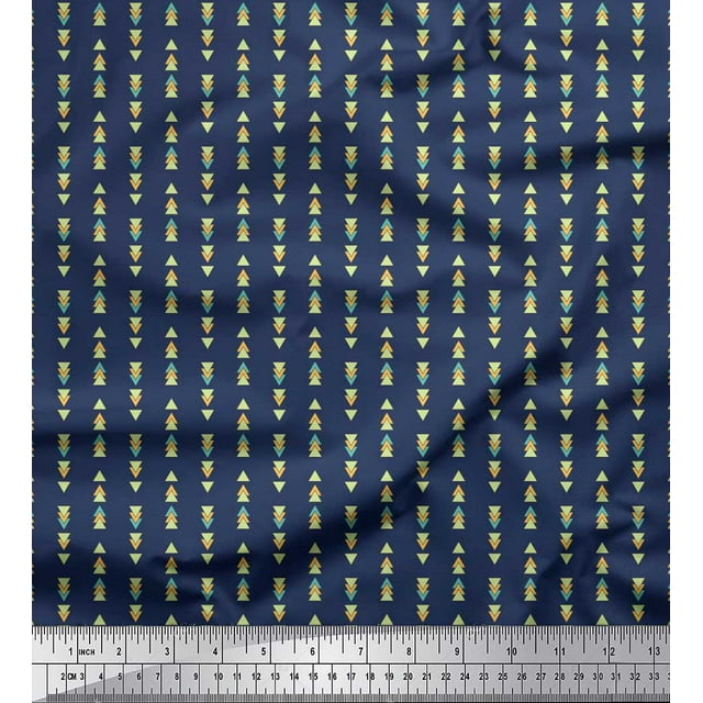Soimoi Tissu Poly Georgette Triangle Imprimé Chemise au Mètre 52 Pouces de Large
