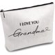 thumbnail image 1 of Bolsa de maquillaje con la frase "Te amo abuela", bolsa de lona para cosméticos, bolsa multiusos de polialgodón con cremallera, neceser de viaje, monedero, 1 of 9