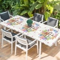 thumbnail image 2 of Easter Cute Rabbits Table Cloths for 8 Foot Rectangle Tables, Colorful Eggs Pink Blue Flowers Pink Pot Patio Waterproof Elastic Fitted Tablecloths, Washable Rectangular Table Cover for Camping, 2 of 8