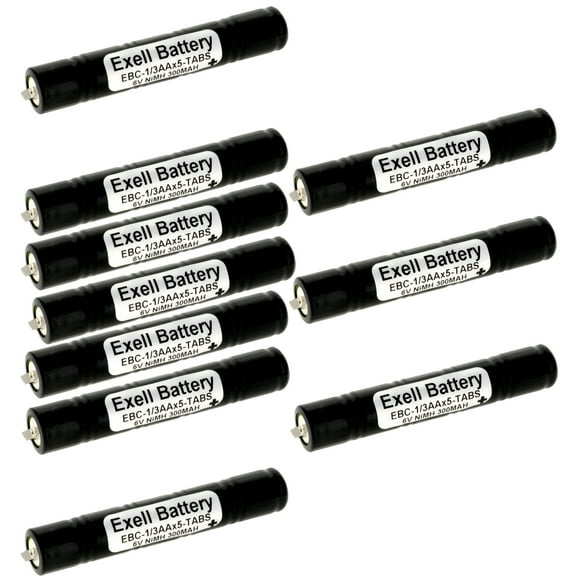 10x Exell 6V 300mAh NiMH Battery Pack w/Tabs Electrical Drills Back-up Power