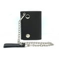 thumbnail image 2 of Black Mens Leather Biker's Chain Trifold Wallet Trucker Motorcycle Steel Chain, 2 of 9