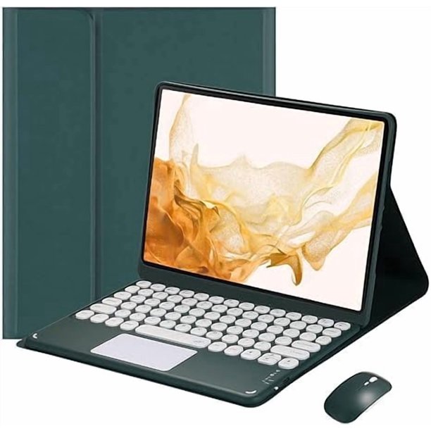 Funda Delgada Magnética con Teclado, Panel Táctil y Mouse, Verde para Xiaomi Redmi Pad SE de 11 Pulgadas 2023