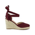 thumbnail image 3 of BLISSFUL STEP Women's Shoes Espadrille Wedge High Heel Round Toe Sandals Burgundy 5.5, 3 of 7