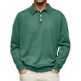 thumbnail image 2 of Long Sleeve Polo Sweaters for Men Casual Collared Button Top Lightweight Thermal Work Pullover Wear 2026 Green 4XL, 2 of 5