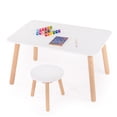 thumbnail image 1 of Mesa Rectangular Y Banco Circular Color Blanco Para Niños, 1 of 4