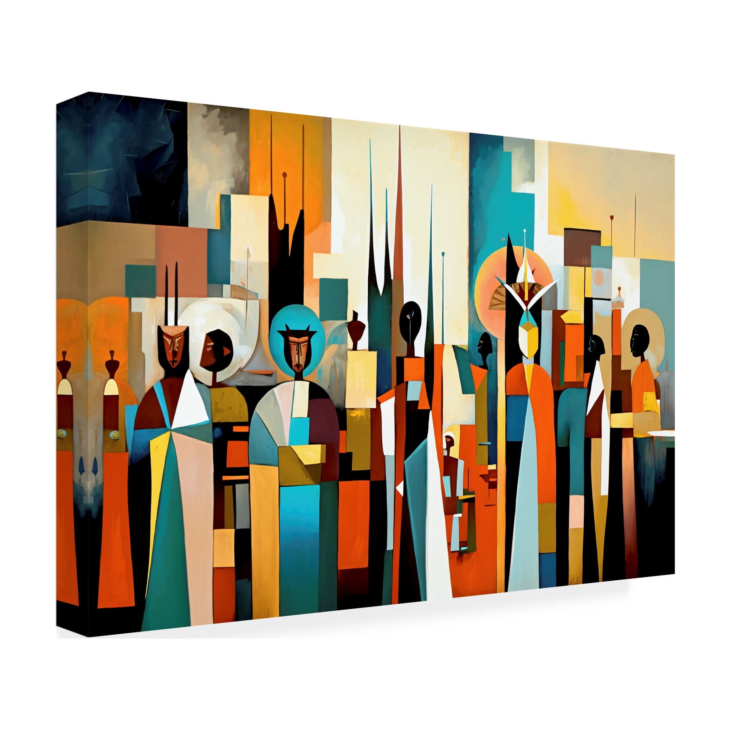 Canvas Wall Art - Ray Heere 'Mid Century Celebration Of All Cultures 5' Wall Art for Living Room, Bedroom, or Office DÃ©cor by Trademark Fine Art - 32 x 22 Inches