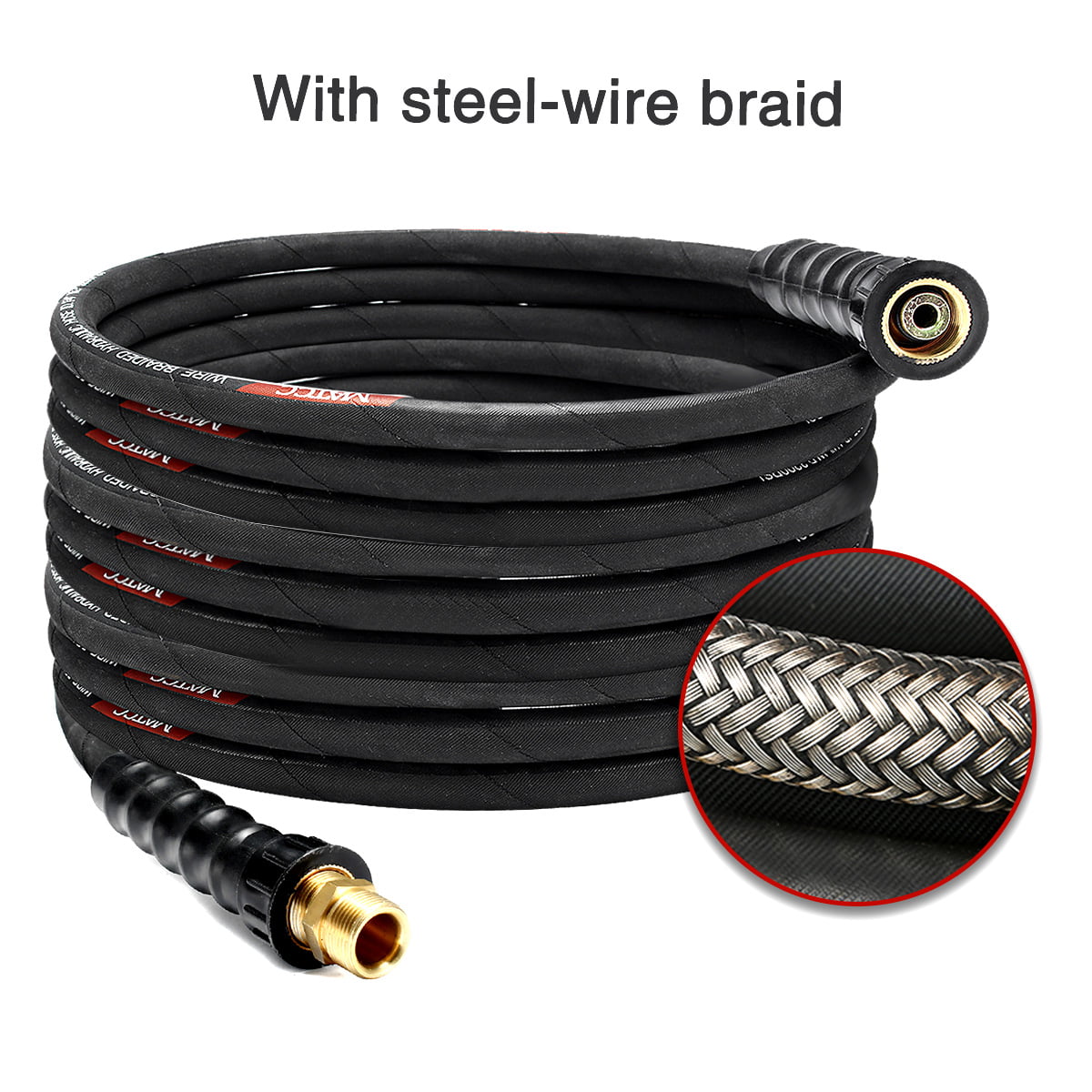 1/4" x 25' Heavy Duty Braided Replacement Pressure Washer Hose 