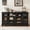 Black, variant on Buildhom 60" Farmhouse Sideboard with 4 Glass Doors & Wood Legs, Buffet Cabinet for Dining Room, Black