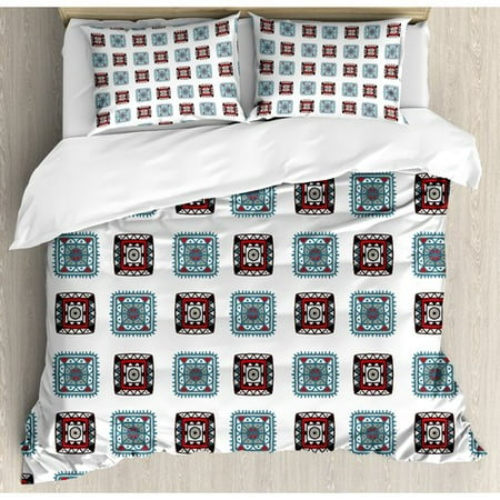 Ambesonne Batik Geometric Square Shaped Lines Aztec Tribal Forms