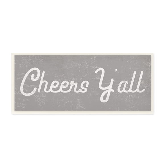 Stupell Industries Cheers Y'all Country Saying Happy Hour Distressed Pattern, 7 x 17, Designed by Daphne Polselli