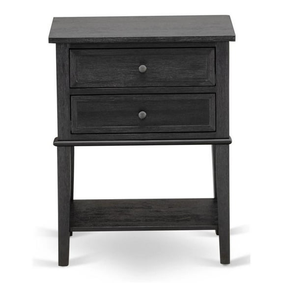 Atlin Designs 16" Wood Nightstand with 2 Drawers in Brushed Black