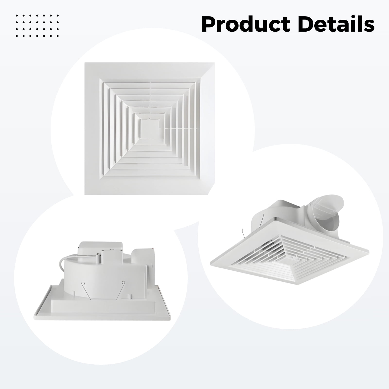 110 CFM Bathroom Exhaust Fan,11.8 Inch Quiet Ceiling Ventilation Fan,38W for up to 172 Sq Ft,Bathroom Kitchen Duct Fan with Low Noise, White