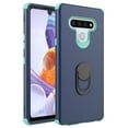 thumbnail image 2 of LG K31 Case, LG K8X/Aristo 5 Plus/Aristo 5/Phoenix 5/Fortune 3/Risio 4/Tribute Monarch Case, Rosebono 3-Layer Slim Hard Cover With Metal Ring Stand Armor Case for LG K31 (Navy), 2 of 6