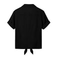 thumbnail image 5 of Tie Front Linen Shirts for Women Lightweight Loose Lapel Collar Blouses Short Sleeve Dressy Casual Summer Tops, 2XL, 5 of 7