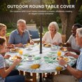 thumbnail image 3 of Round Outdoor Tablecloth with Umbrella Hole and Zipper, Eucalyptus Leaves Tablecloth with Elastic Waterproof, Daisy Spring Floral Botanical Wooden Patio Table Covers for 45" - 54" Picnic Pool Tables, 3 of 9