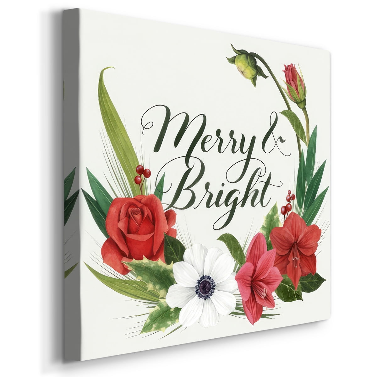 Christmas Flora Wreath II- Gallery Wrapped Canvas