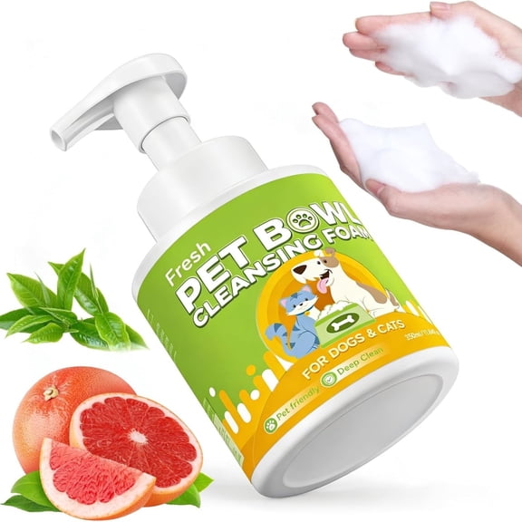Demine Dog Bowls & Cat Bowls Cleaner, Pet Toy Cleaner Mousse, 320ML Natural Formula with Citric Acid, Cleans Dishes, Feeders & Accessories, Leaves No Residue, Safe for Pets