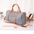 thumbnail image 1 of Bolso de viaje de lona y cuero PU para mujer, bolsa de lona a rayas, Bolso grande de fin de semana, cubos de embalaje, Maleta, bolsos de hombro, 1 of 4