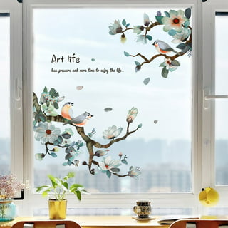 Inkjet ink flower and bird wall stickers glass stickers home interior  decoration removable background stickers