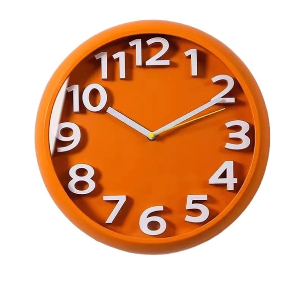 Reloj de pared silencioso de cuarzo for el hogar, sala de estar, reloj de pared redondo naranja simple, adecuado for sala de estar, estudio, oficina