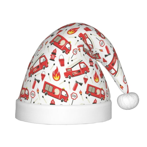 Naloa Fire Truck Santa Hat for Kids Baby Christmas Hats,Girls Boys Toddler Plush Xmas Holiday Hat,Luxury Santa Claus Hat