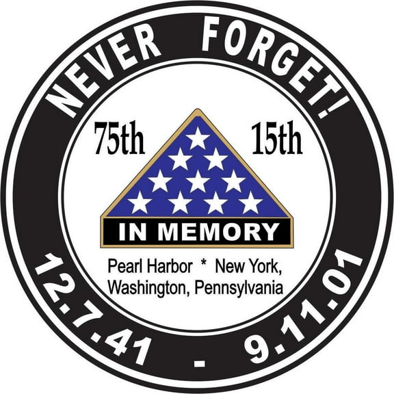 3.8 Inch Pearl Harbor 9/11 Anniversary Never Forget Decal