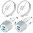 thumbnail image 1 of Cargador de coche Cluvox, 40 W, rápido, USB C, paquete de 2 unidades, para iPhone, 1 of 7