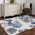 thumbnail image 4 of Summer Marine Life Washable Area Rugs 2.7'x5', Ocean Watercolor Jellyfish Coastal Coral Vintage Low Pile Throw Living Room Rug Non-Slip Sturdy Edge Binding Carpet for Indoor Entryway Bedside Kitchen, 4 of 9