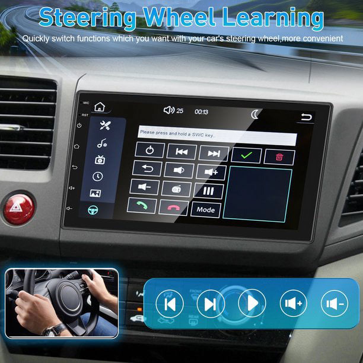 Podofo Universal 2 Din 7" HD Touch Screen Car Stereo Radio with Apple Carplay Android Auto System Car MP5 Player Bluetooth FM USB Charging Mirror Link, with 4 LED Backup Camera