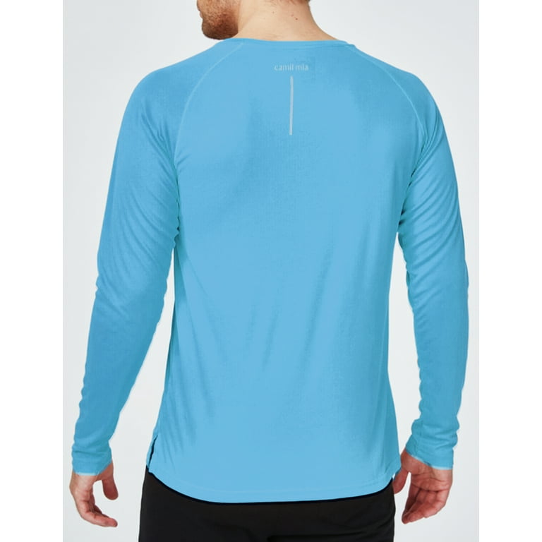 Camii Mia Long Sleeve Shirts for Mens Sun Shirts Rash Guard UPF 50+ SPF T-shirts for Fishing Running Hiking Workout, Men's, Size: 2XL, Blue