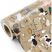 Farm Animals Wrapping Paper Roll - Mini Roll - 17 Inch x 16.5 Feet - Farm Animal Design for Farm Party, Barnyard Birthday, Baby Shower