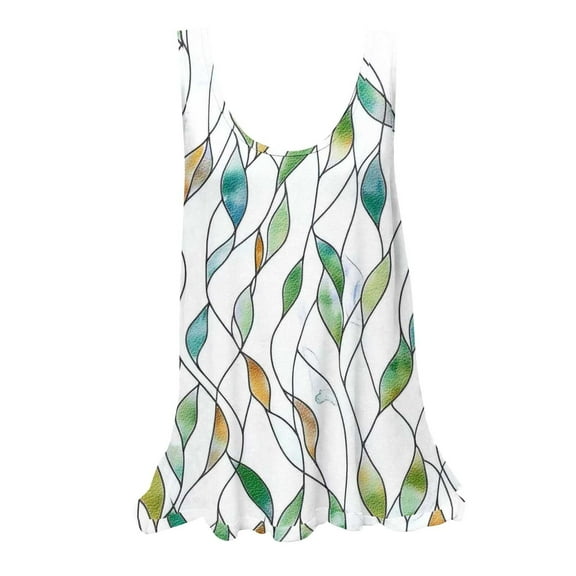 GERsome Womens Tank Tops Crewneck Loose Fit Floral T Shirts Casual Flowy Sleeveless Tunic Shirts S-2XL