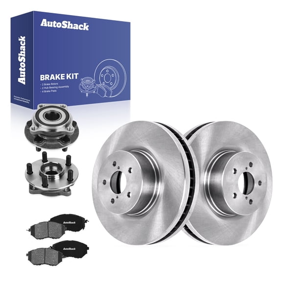 AutoShack Front Vented Brake Rotors   Premium Ceramic Pads   Hub Bearing Assembly 8-PC Brake Kit Replacement for 2014 Subaru Forester 12.43" (315.8 mm)