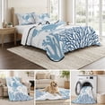 thumbnail image 6 of Queen Quilt Set 90''x96'', Coastal Blue Crab Lightweight Bedspread Coverlet Set with 2 Pillow Shams, Coral Starfish Ocean Conch Nautical Breathable All Season Quilt Bedding for Bedroom/Guest Room, 6 of 9