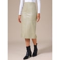 thumbnail image 2 of DARING DIVA Women's PU Leather Midi Party Split Back Bodycon Pencil Skirt X-Small Beige, 2 of 6