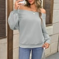 thumbnail image 6 of STICHOU Women's Off the Shoulder Sweatshirt Oversized Casual Long Sleeve Pullover Tops Loose Fit Winter Fashion Sweatshirts Gray S, 6 of 6