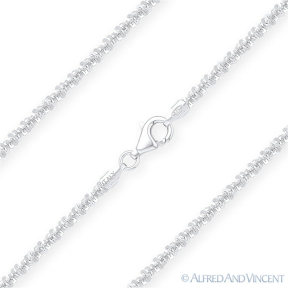 2.1mm Roc Link Italian Sparkle Chain Bracelet in Solid .925 Sterling Silver