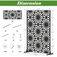 thumbnail image 2 of Domi Metal Privacy Screen, Outdoor Patio Screen Panels Decorative Fences Indoor Room Space Divider Stand Freestanding Privacy Screen for Patio, Garden, Balcony, Black (Sunflower), 2 of 8