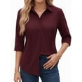 thumbnail image 2 of MOYIKO Womens 3/4 Sleeve Button Down Shirts Basic Wrinkle Free Stretch Collared Office Work Blouses Tops Dressy Casual, 2 of 7