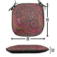 thumbnail image 4 of East Chair Seating Cushion Set of 6, Pattern Based on Traditional Vintage Twists Lines Spirals, Seat Pads for Office with Anti-slip Backing, 16"x16", Dark Coral Orange Green, by Ambesonne, 4 of 7