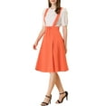 thumbnail image 4 of Unique Bargains Jupe Midi Plissée à Bretelles Rétro à Taille Élastique pour Femme, Orange, TG, 4 of 6