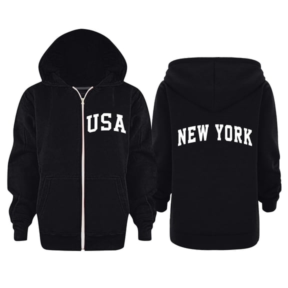 Boys Hoodie Unisex Kids Soft Long Sleeve Letter Hooded Full Zip Up Hoodies with Pocket Girls Sweatshirt Black 7 Years-8 Years