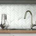 thumbnail image 7 of SUNWINGS 10-Sheet Peel and Stick Leaf Waterjet Backsplash Self Adhesive Tiles White Marble Wall Panels Stick on Backsplash for Kitchen, Bathroom, Fireplace, 7 of 7