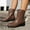 #122-Brown, variant on Wowcloth Women's Casual Round-Toe Ankle Boots – Wide Width Fall-Winter Trendy Chunky Heel with Back Zipper Design, Low Heel Ankle Boots for Everyday Comfort