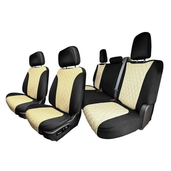 FH Group Custom Fit Truck Car Seat Covers for 2019-2023 GMC Sierra 1500 2500HD 3500HD SLT | AT4 | DENALI Full Set Neoprene Beige