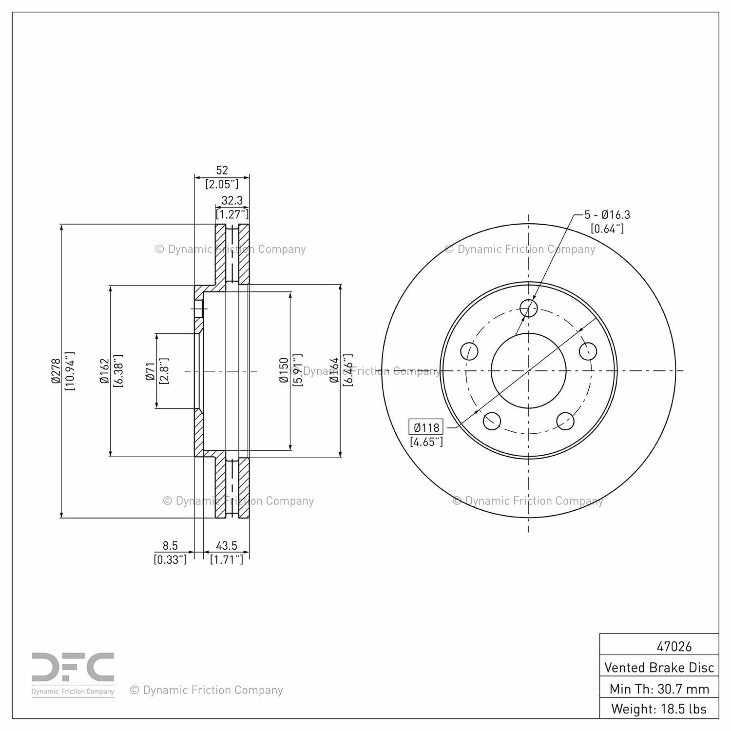 Front Dynamic Friction Company Disc Brake Rotor 600-47026 (1)