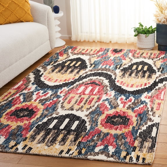 SAFAVIEH Ikat Lindsay Southwestern Area Rug, Black/Red, 8' x 10'